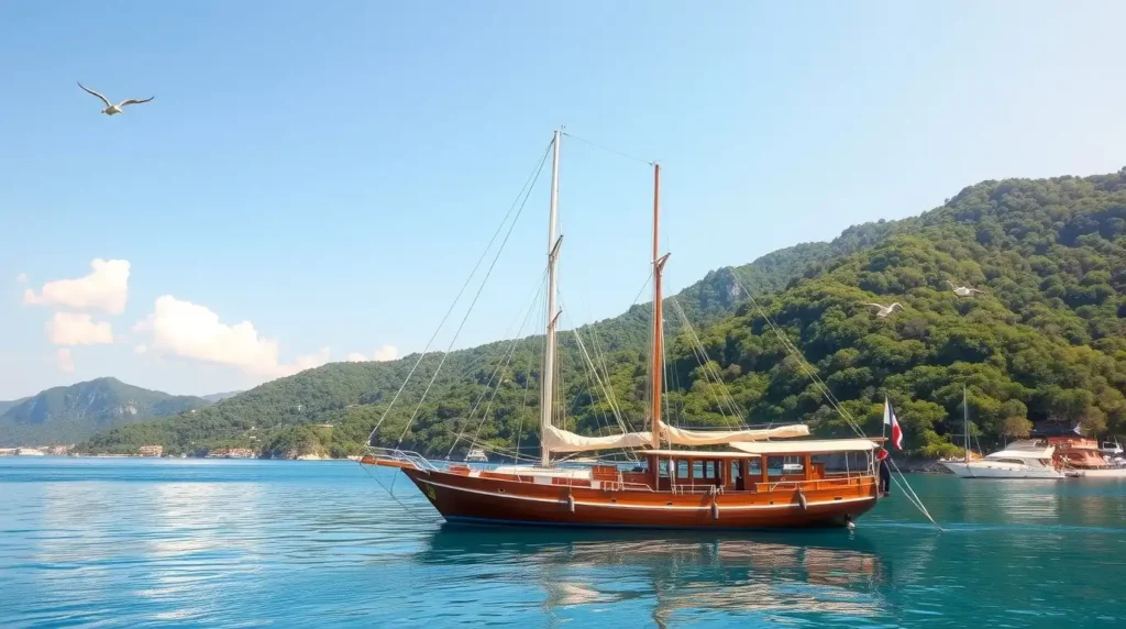 Gulet tekne nedir? bir gulet teknesi denizin ortasinda